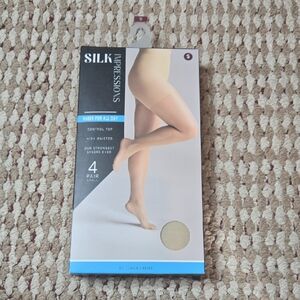 Silk Impressions Sheer All Day 20 Denier Beige 4 Pairs Small Panty Hose Tights